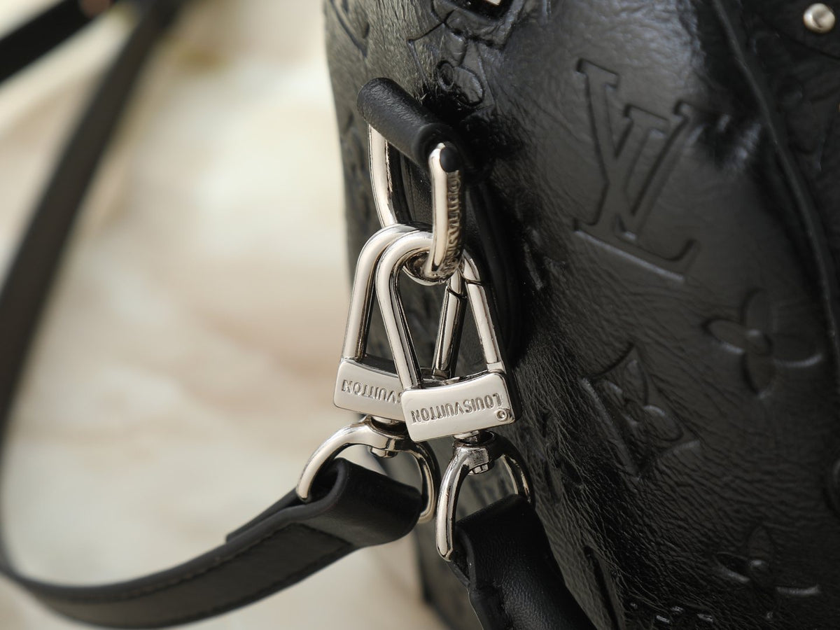 Louis Vuitton Speedy Trunk Embossed Monogram Satchel — detail