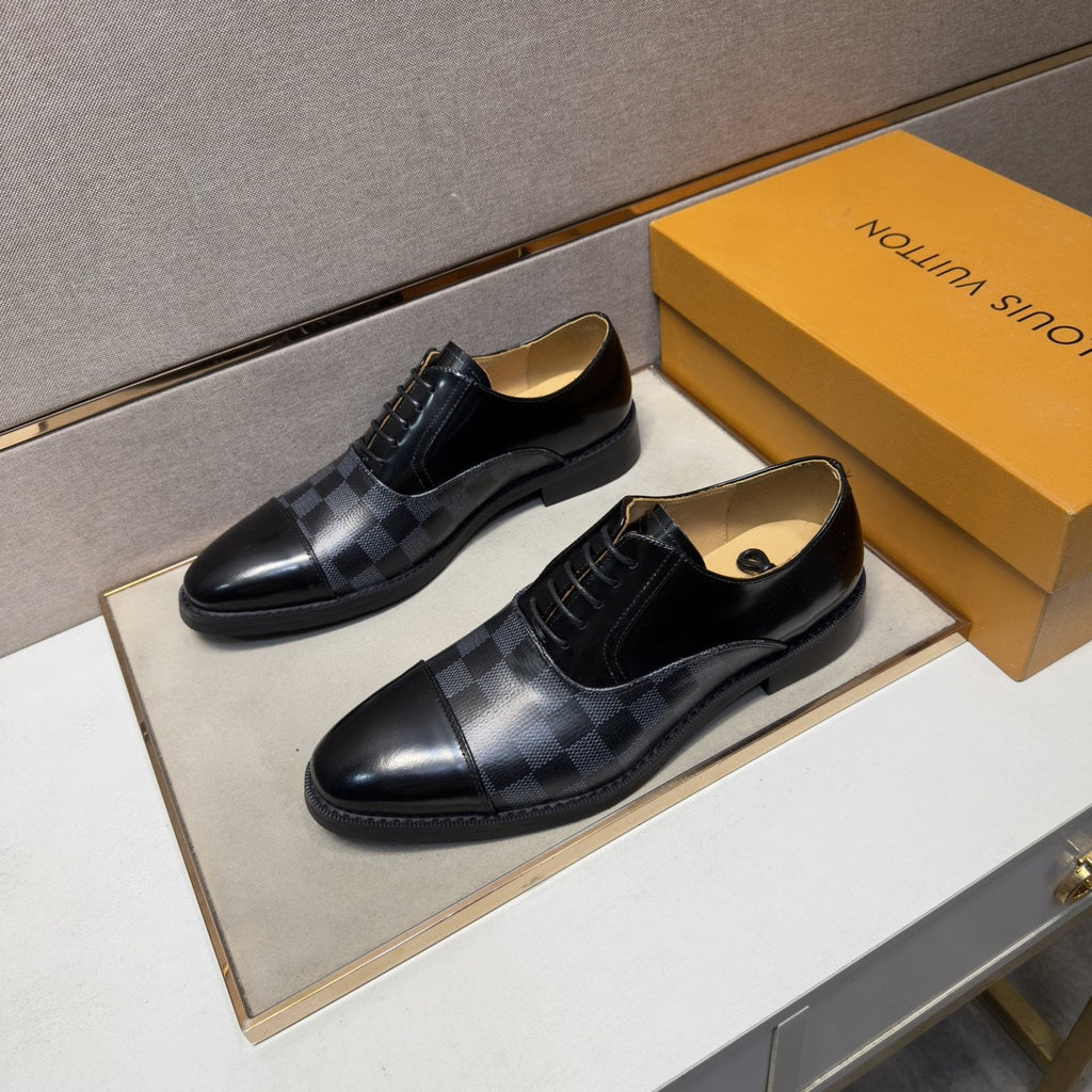 Louis Vuitton Check-Panel Lace-Up Dress Shoes — front