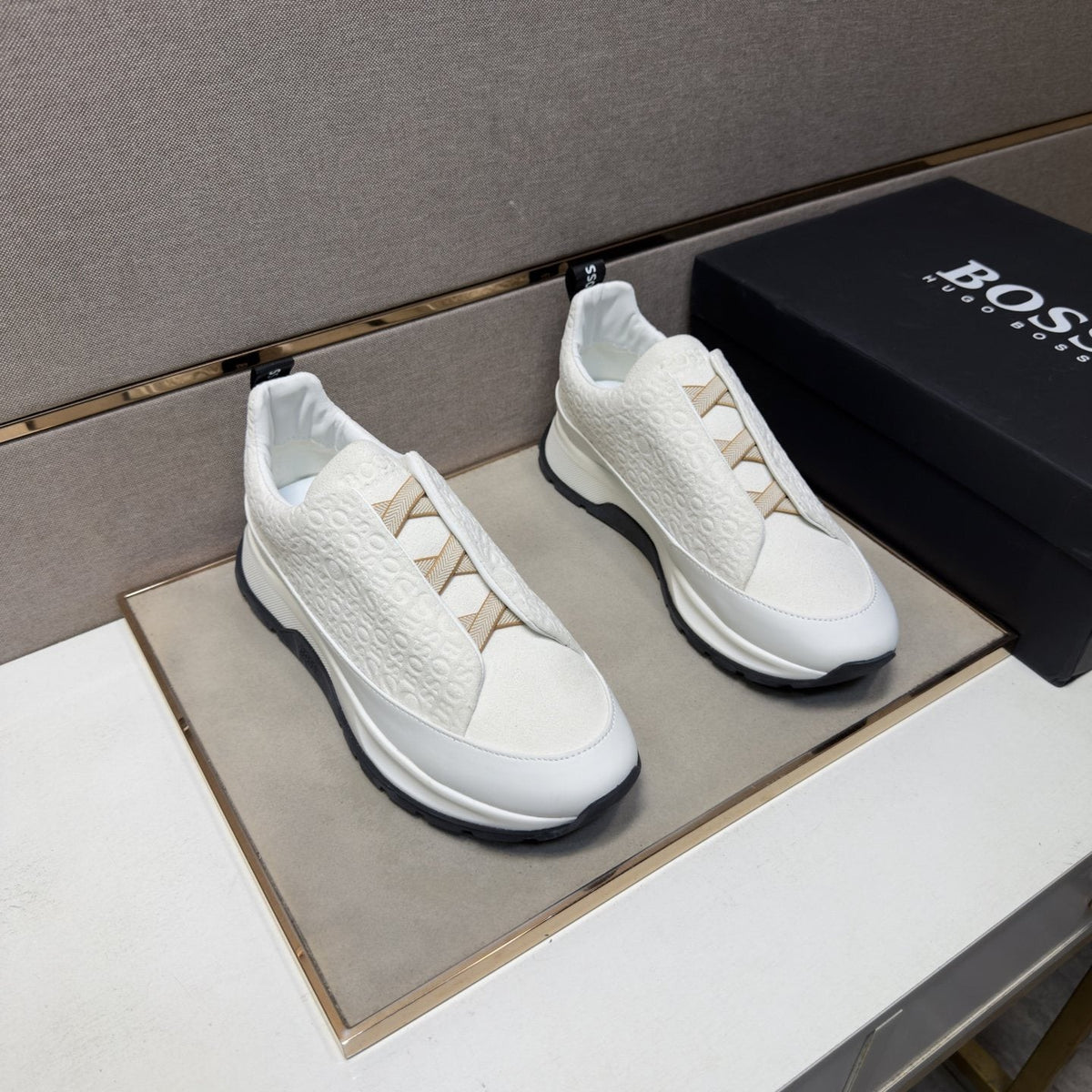 BOSS Patterned Slip-On-Style Sneakers — front