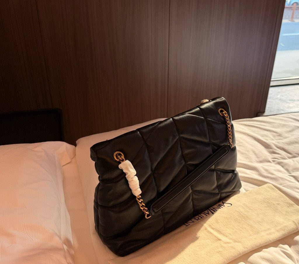 Saint Laurent Loulou Puffer Chevron Shoulder Bag — back