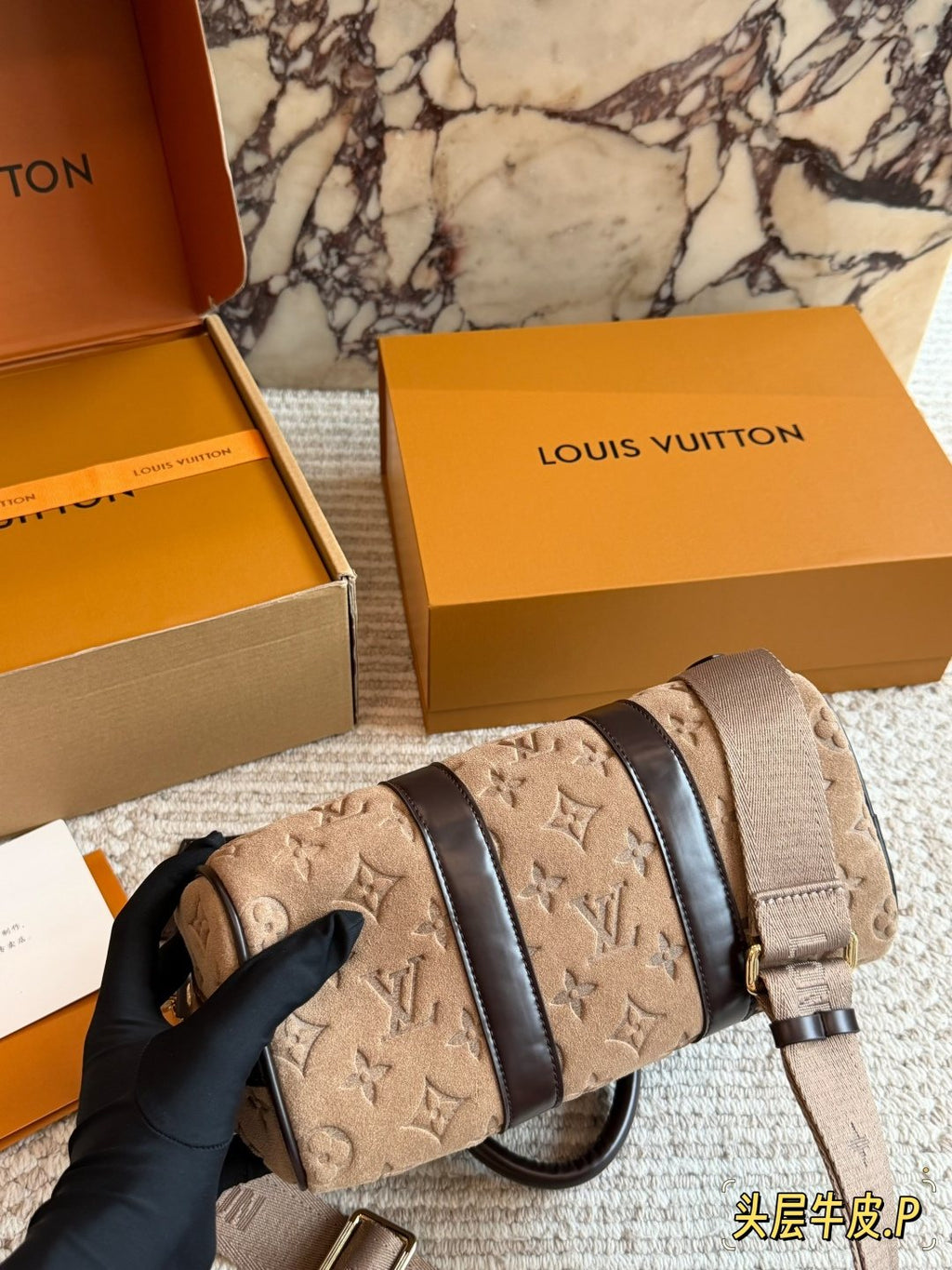 Louis Vuitton Keepall Embossed Monogram Duffel Bag — front