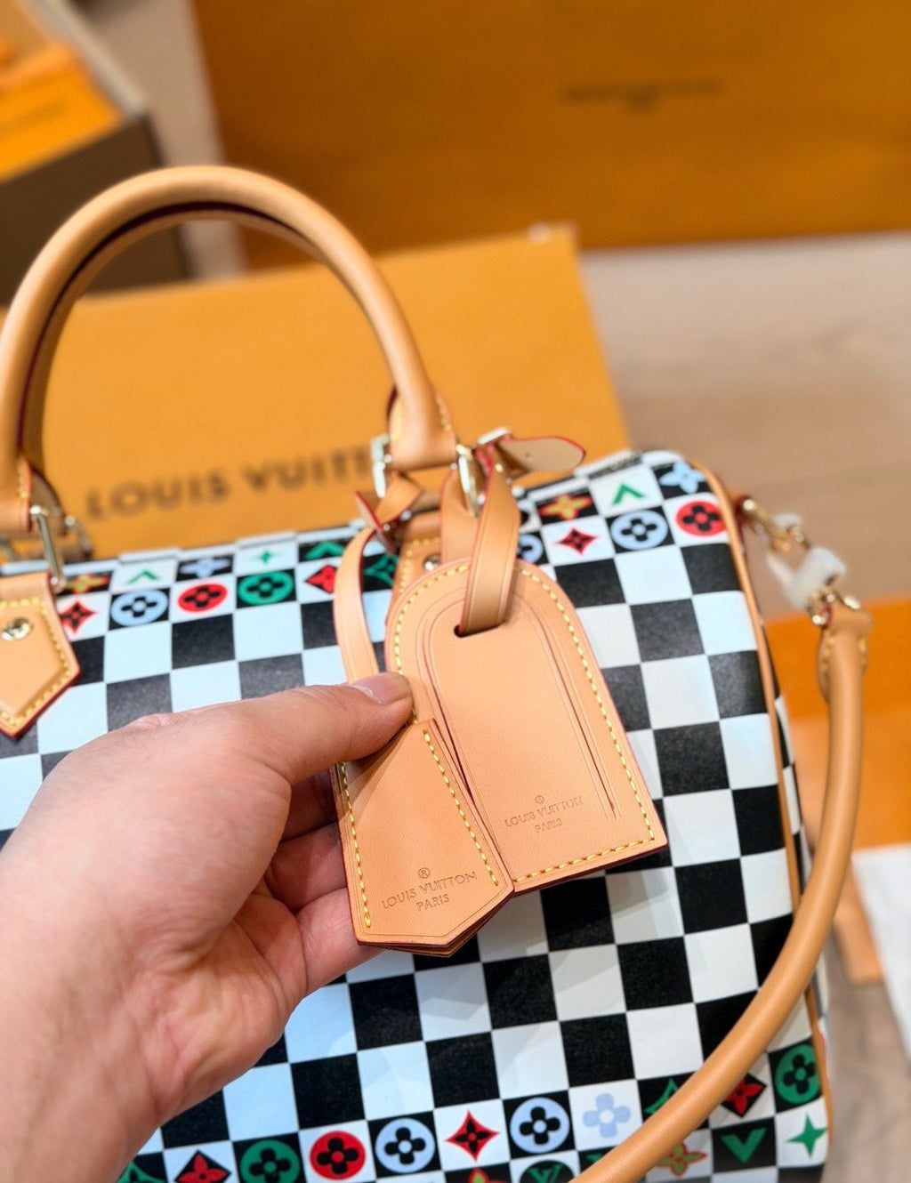 Louis Vuitton Multicolor Checker Barrel Bag — detail