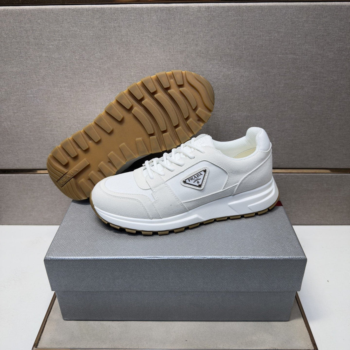 Prada Men's Paneled Low-Top Sneakers — side