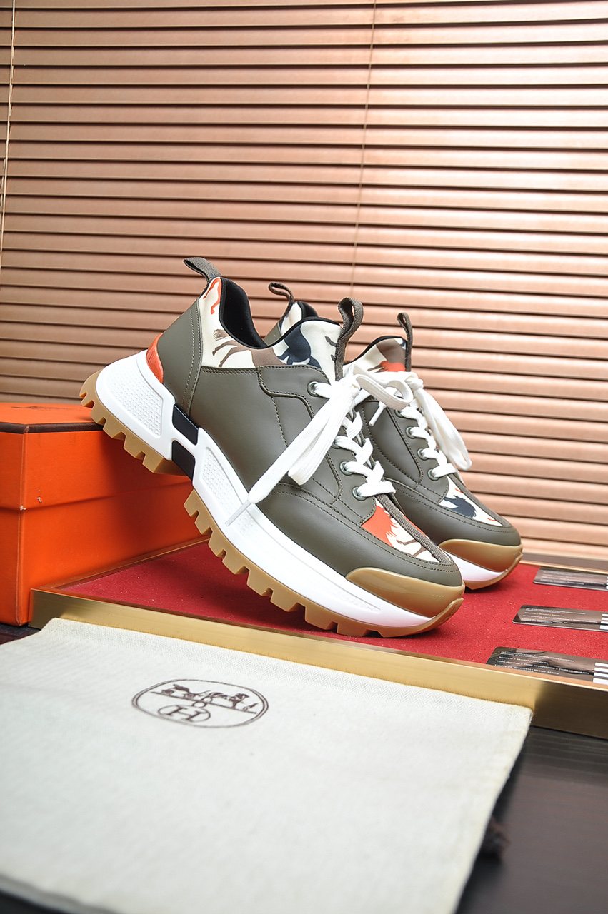 Hermès Paneled Chunky Sneakers — front