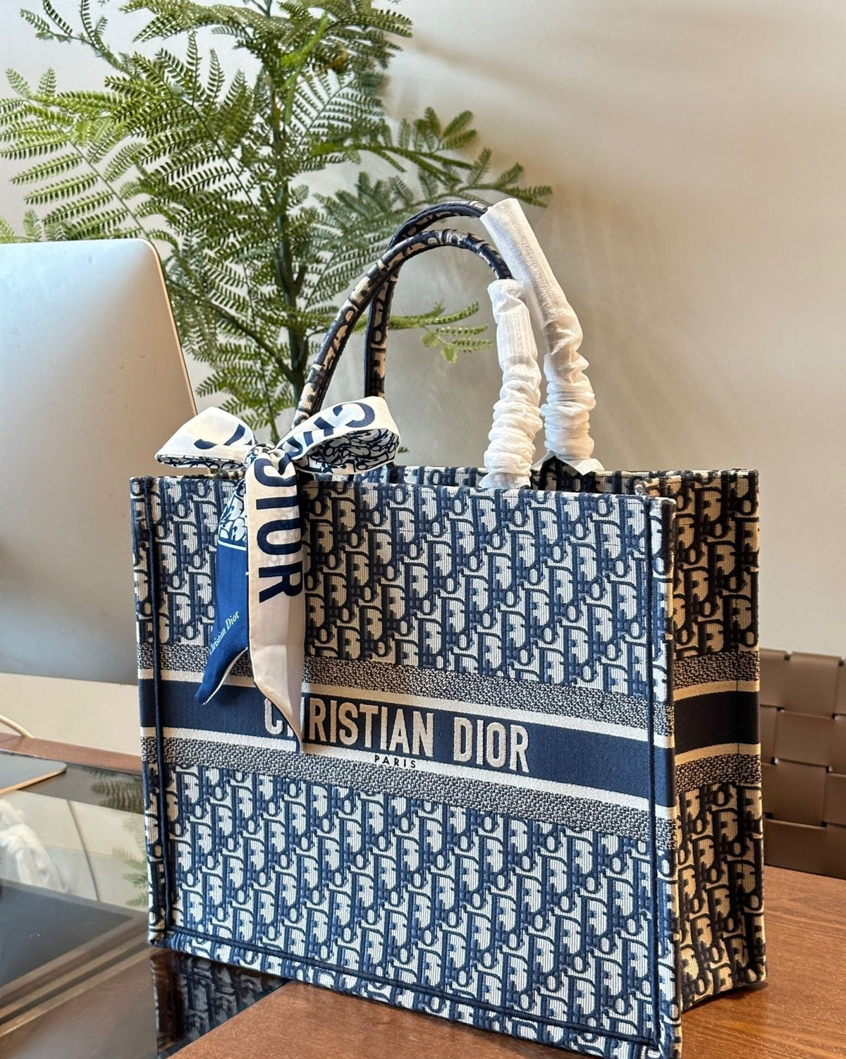 Dior Book Tote with Patterned Panels — front