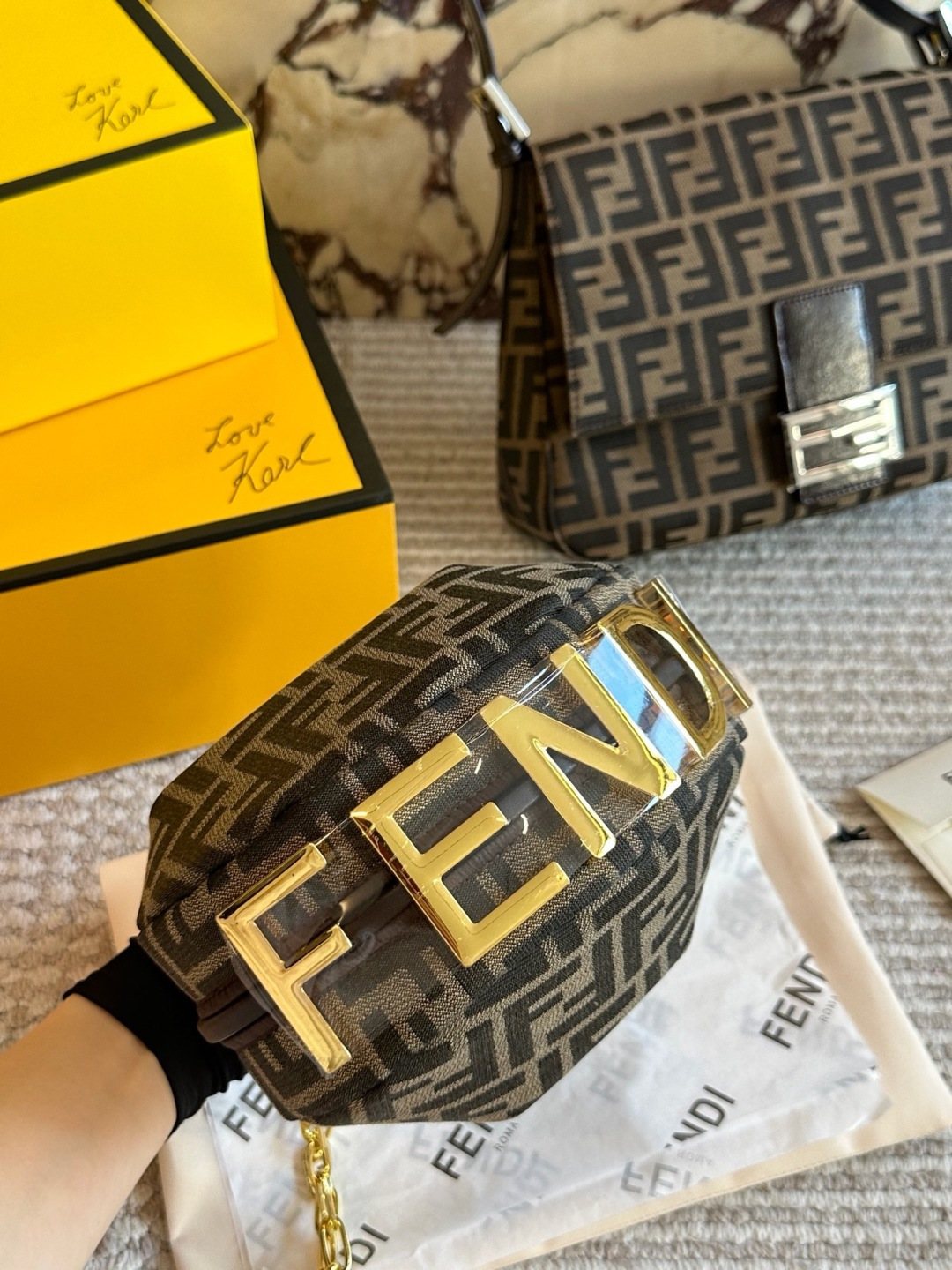 Fendi FF-Pattern Crescent Handbag — detail