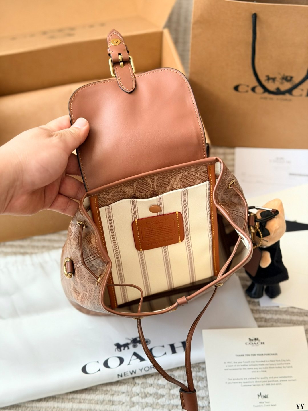 Coach Path Drawstring Flap Backpack — front