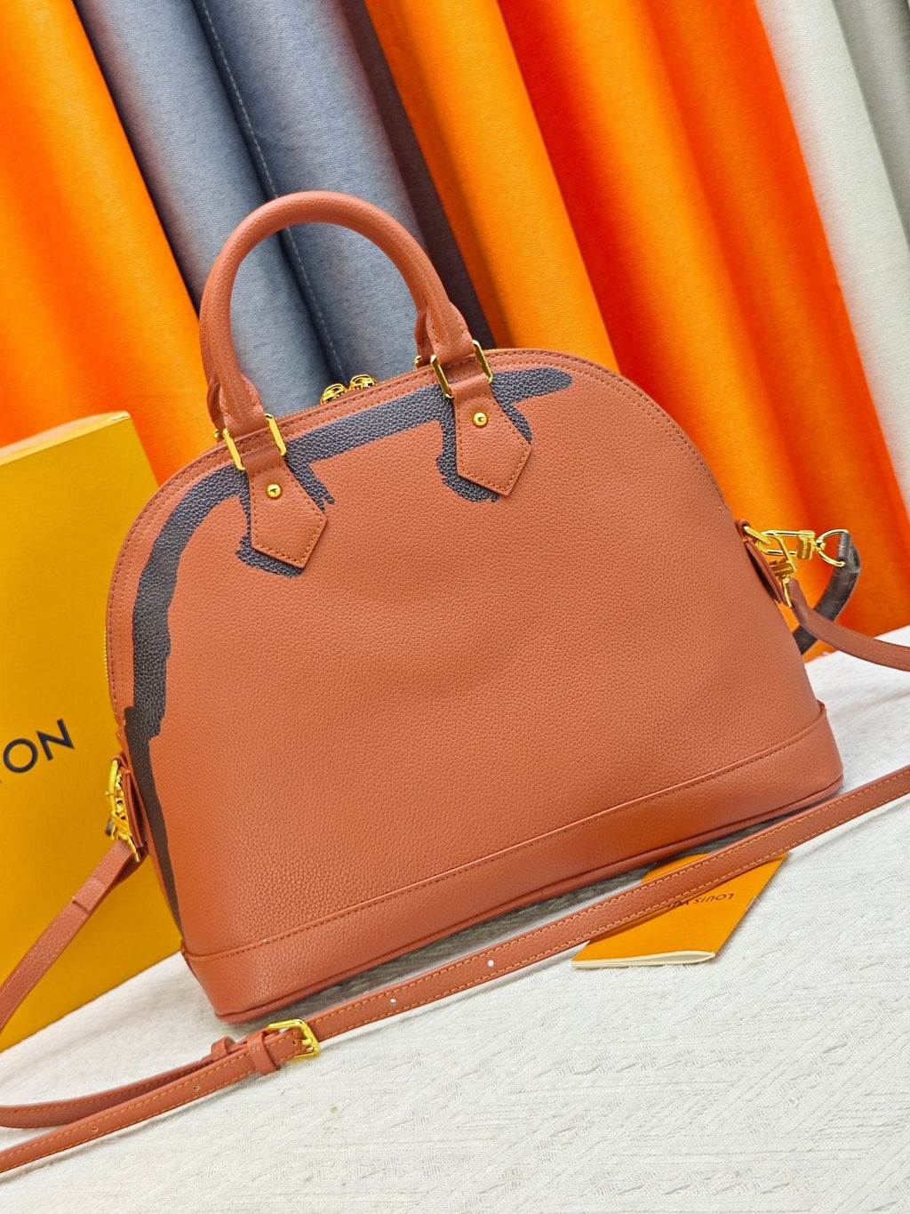 Louis Vuitton Alma Soft Cognac Top-Handle Bag — back