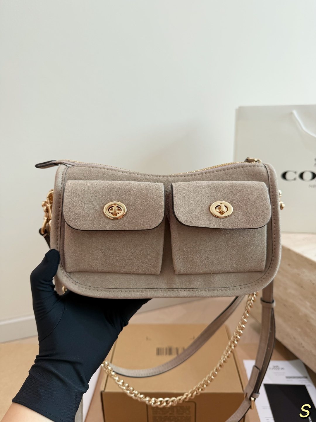 Coach Waverly Suede-Finish Shoulder Bag — front