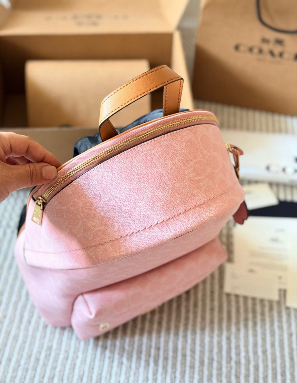 Coach Taylor Monogram Zip-Pocket Backpack — detail