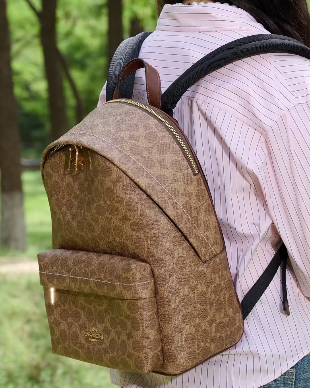 Coach Taylor Monogram Zip-Pocket Backpack — model