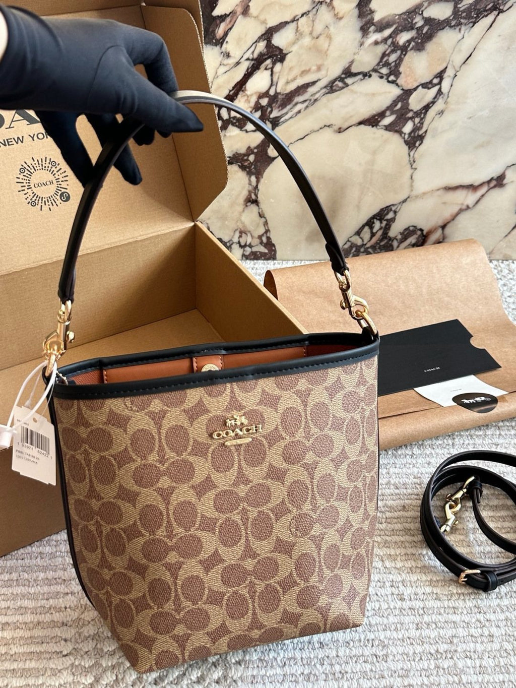 Coach Signature Pattern Bucket Bag — detail