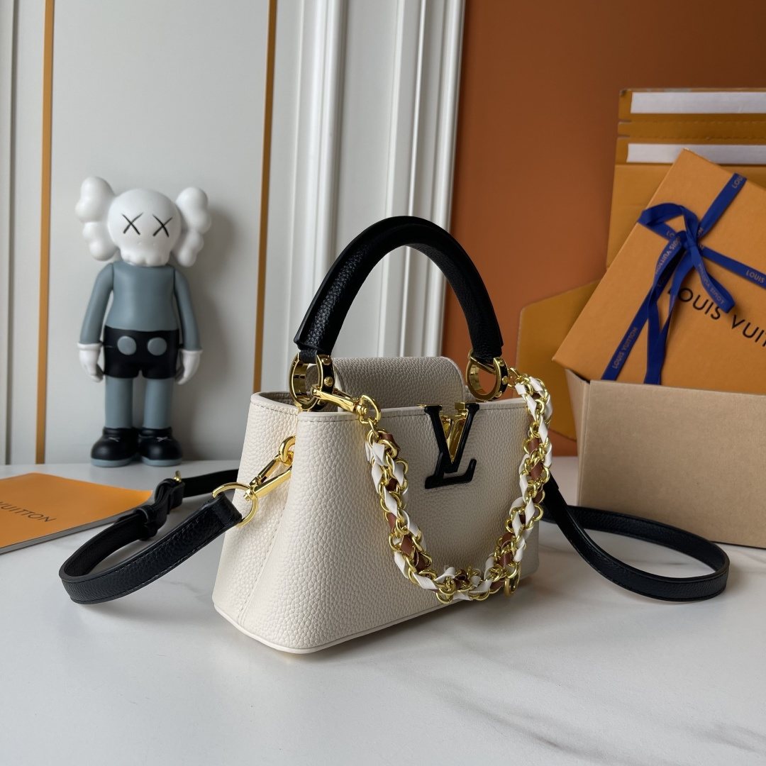 Louis Vuitton Capucines East West Floral Chain Handbag — side