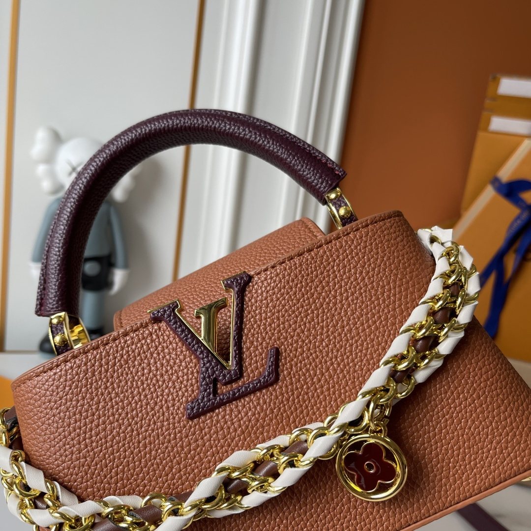 Louis Vuitton Capucines East West Floral Chain Handbag — detail