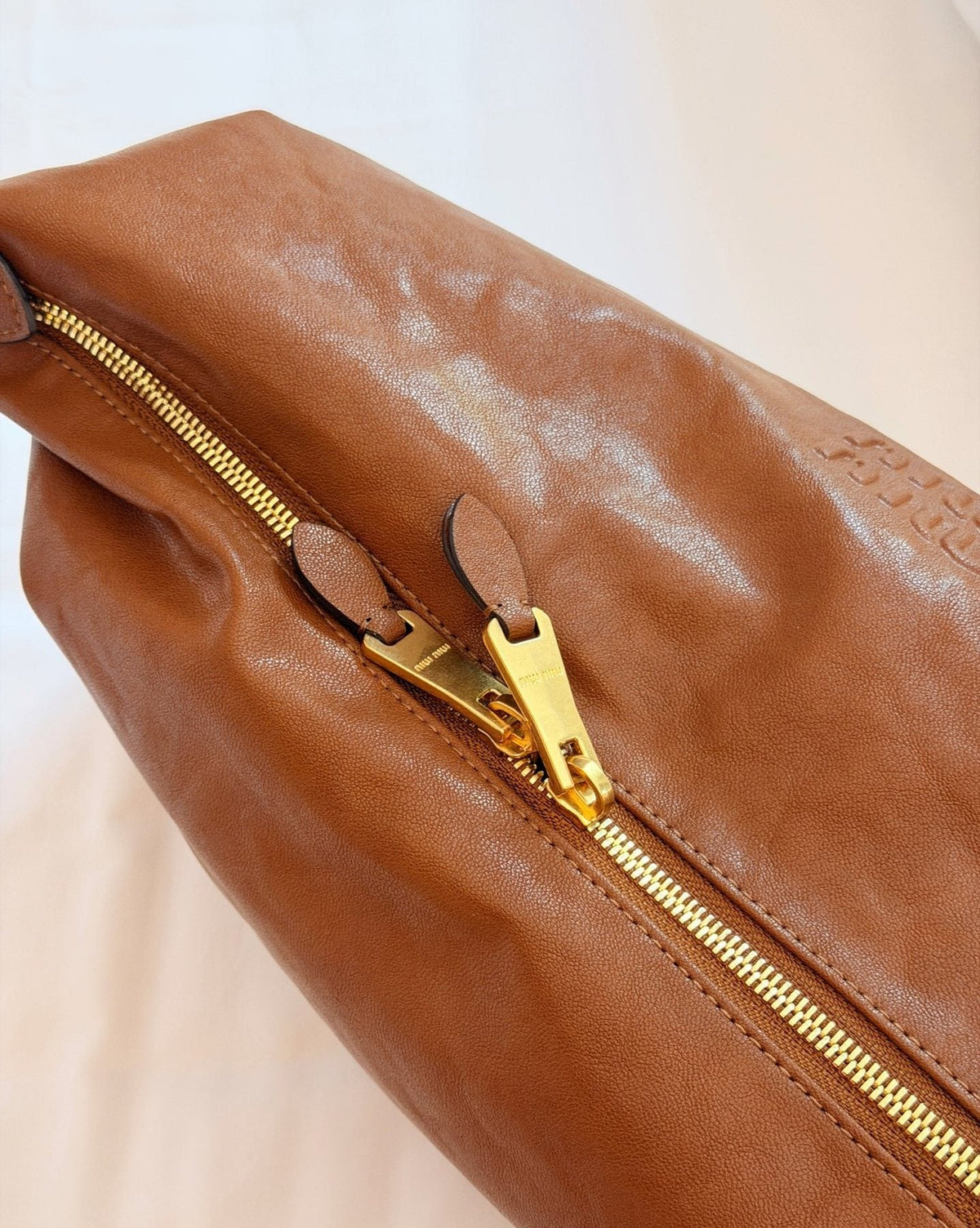Miu Miu Soft Rectangular Zip-Top Shoulder Bag — detail