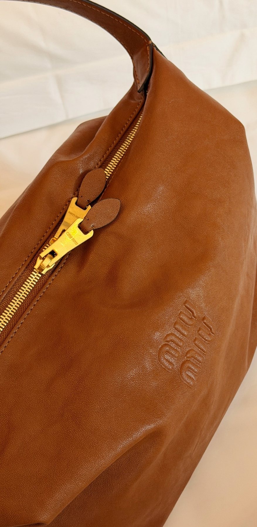 Miu Miu Soft Rectangular Zip-Top Shoulder Bag — detail