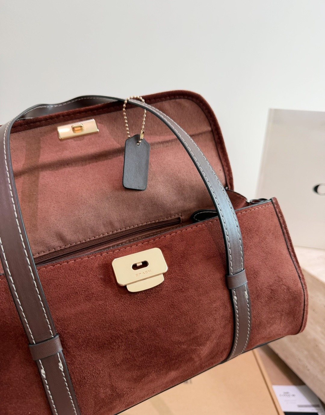 Coach Bridget Rounded-Flap Baguette Shoulder Bag — detail