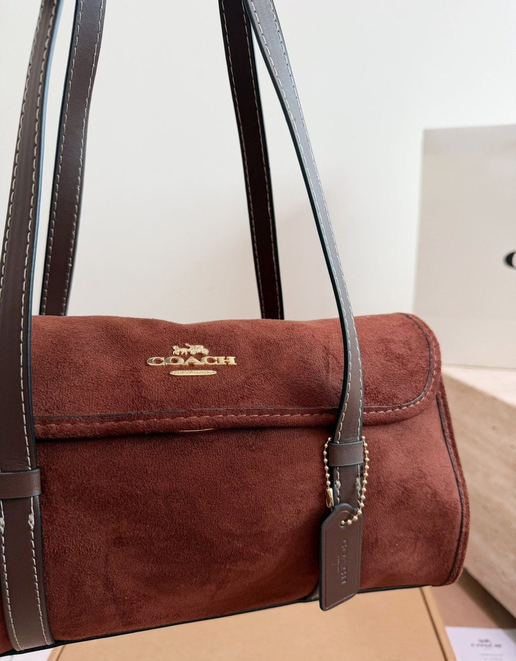 Coach Bridget Rounded-Flap Baguette Shoulder Bag — detail