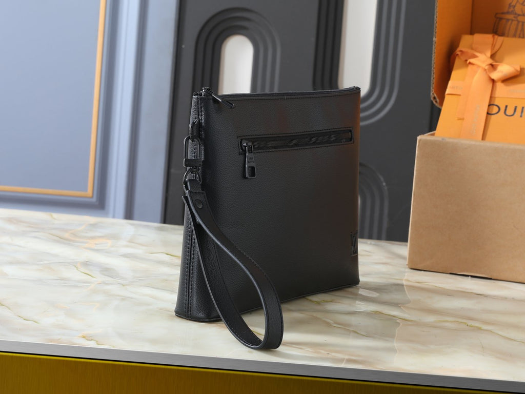 Louis Vuitton Takeoff Leather Wristlet Clutch — side