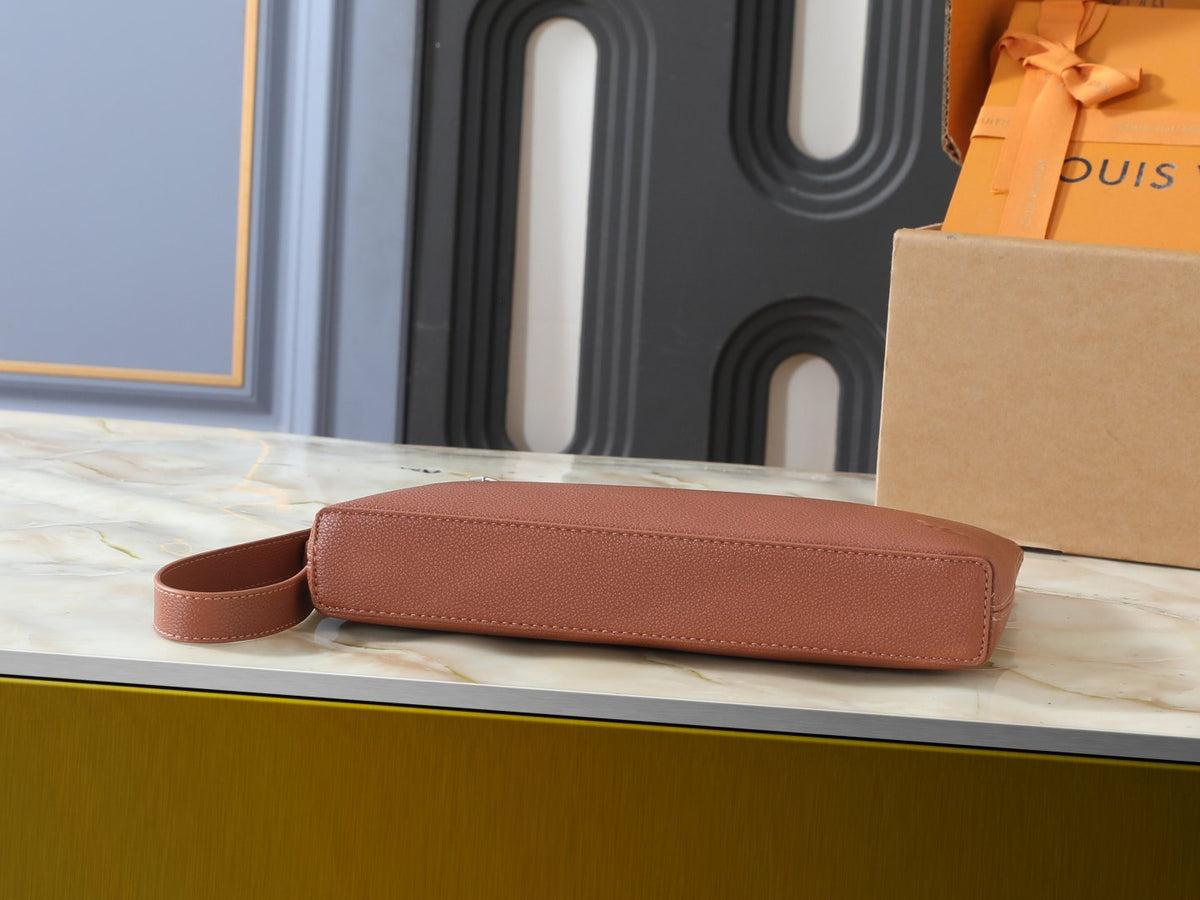 Louis Vuitton Takeoff Leather Wristlet Clutch — side