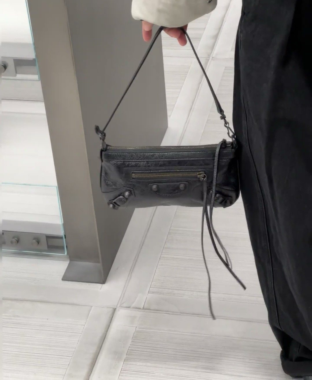 Balenciaga Studded Shoulder Bag with Long Zipper Ties — hero